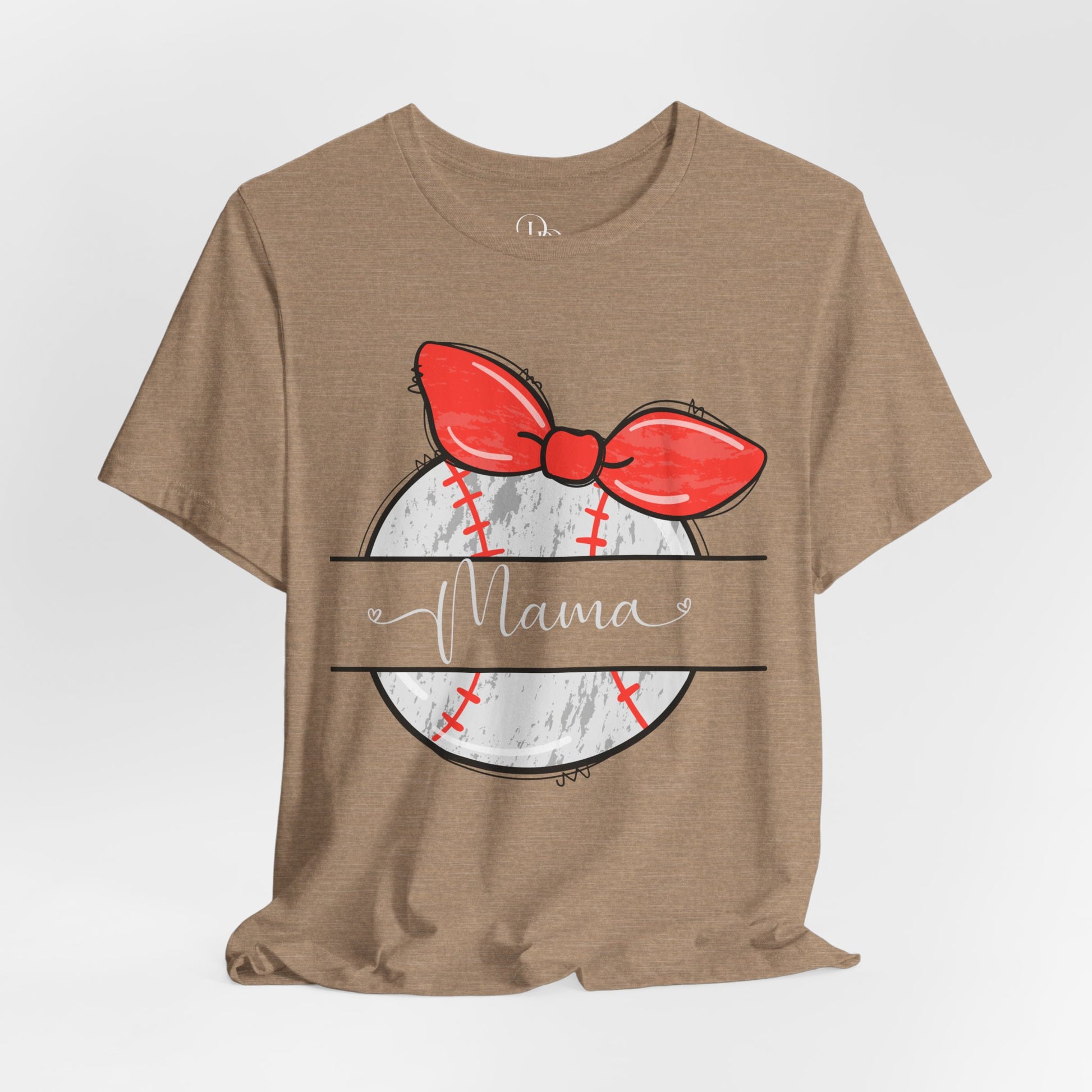 Mama Baseball Bow Short Sleeve Tee - Perfect for Sports Moms, baseball mom, Baseball shirt, Mom gift, Mother's day - DiRoMi