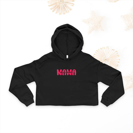 Mama Love Women's Cropped Hoodie, Mother's Day Gift, Casual Stylish Pullover, Trendy Streetwear, Gift for New Moms, Black Hoodie - DiRoMi