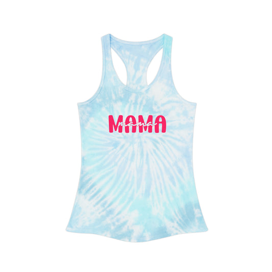 Mama Tie Dye Racerback Tank Top - Fun Summer Top, Gift for Moms, Casual Wear, Festival Style, Beach Vacation Outfit, mother's day - DiRoMi