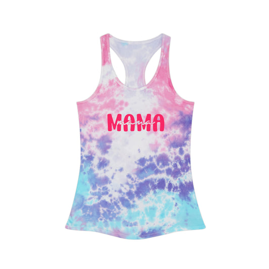 Mama Tie Dye Racerback Tank Top - Fun Summer Top, Gift for Moms, Casual Wear, Festival Style, Beach Vacation Outfit, mother's day - DiRoMi