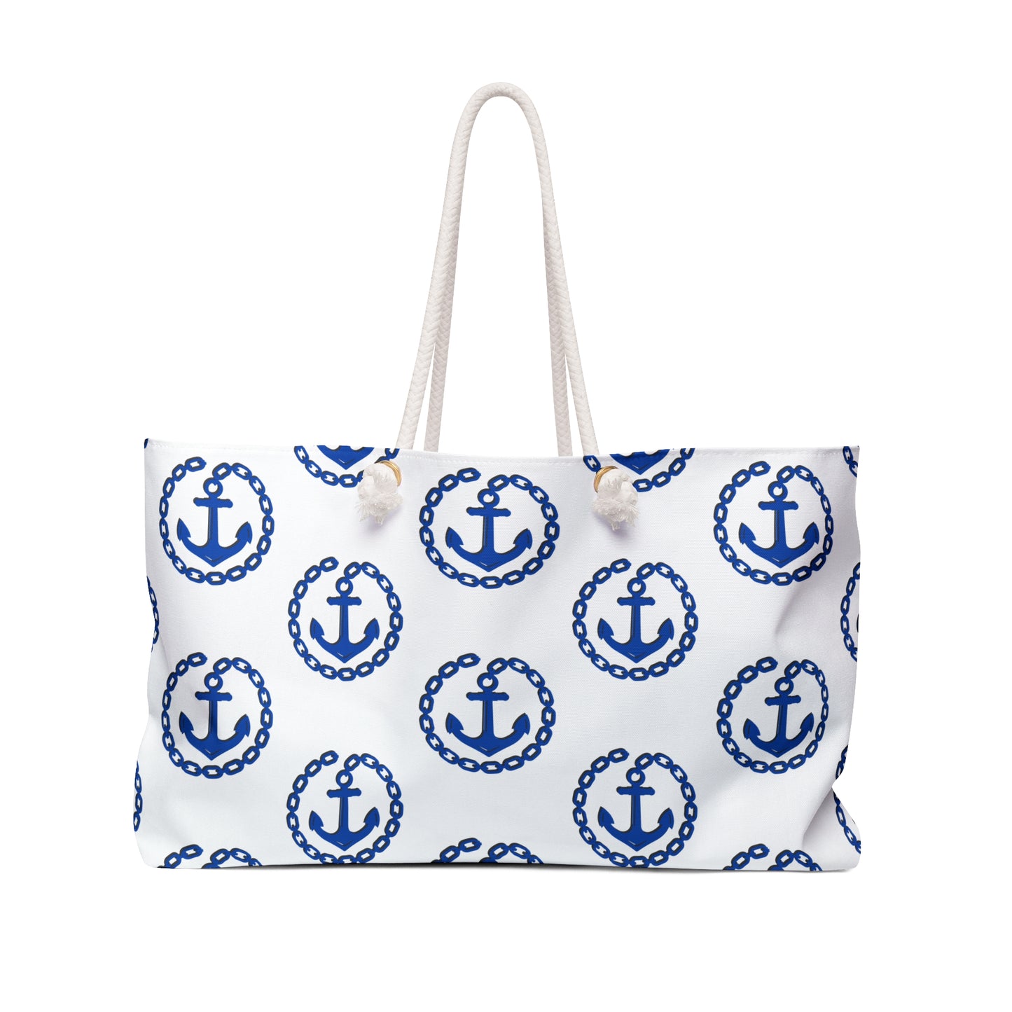 Nautical Weekender Bag - Coastal Beach Travel , Navy Blue Sailing