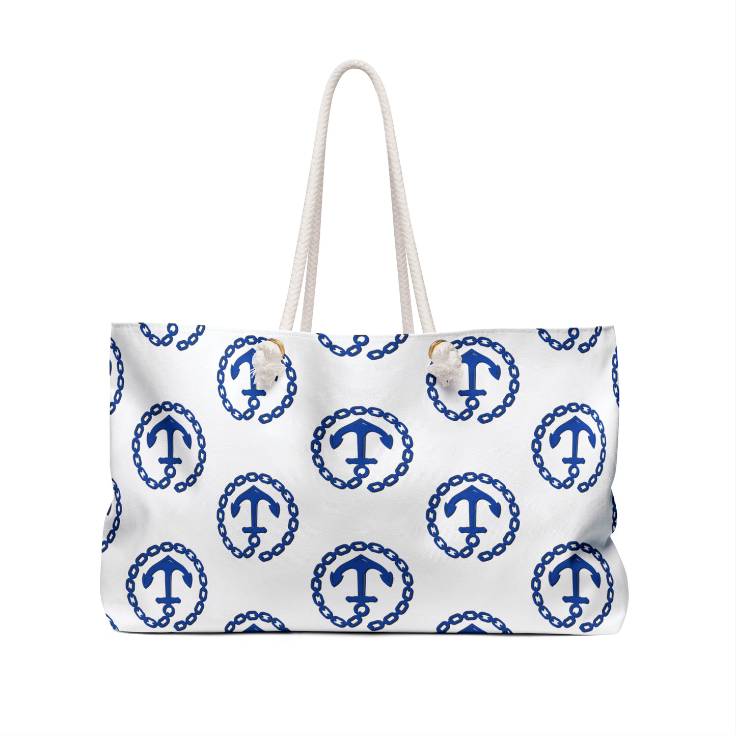 Nautical Weekender Bag - Coastal Beach Travel , Navy Blue Sailing