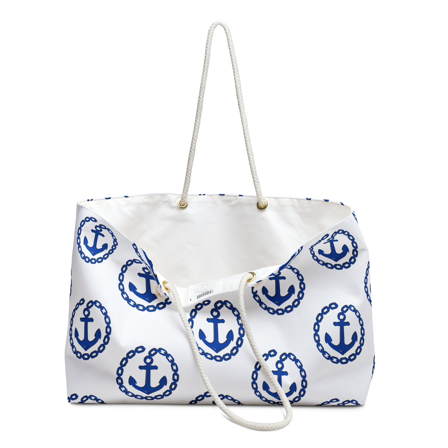 Nautical Weekender Bag - Coastal Beach Travel , Navy Blue Sailing
