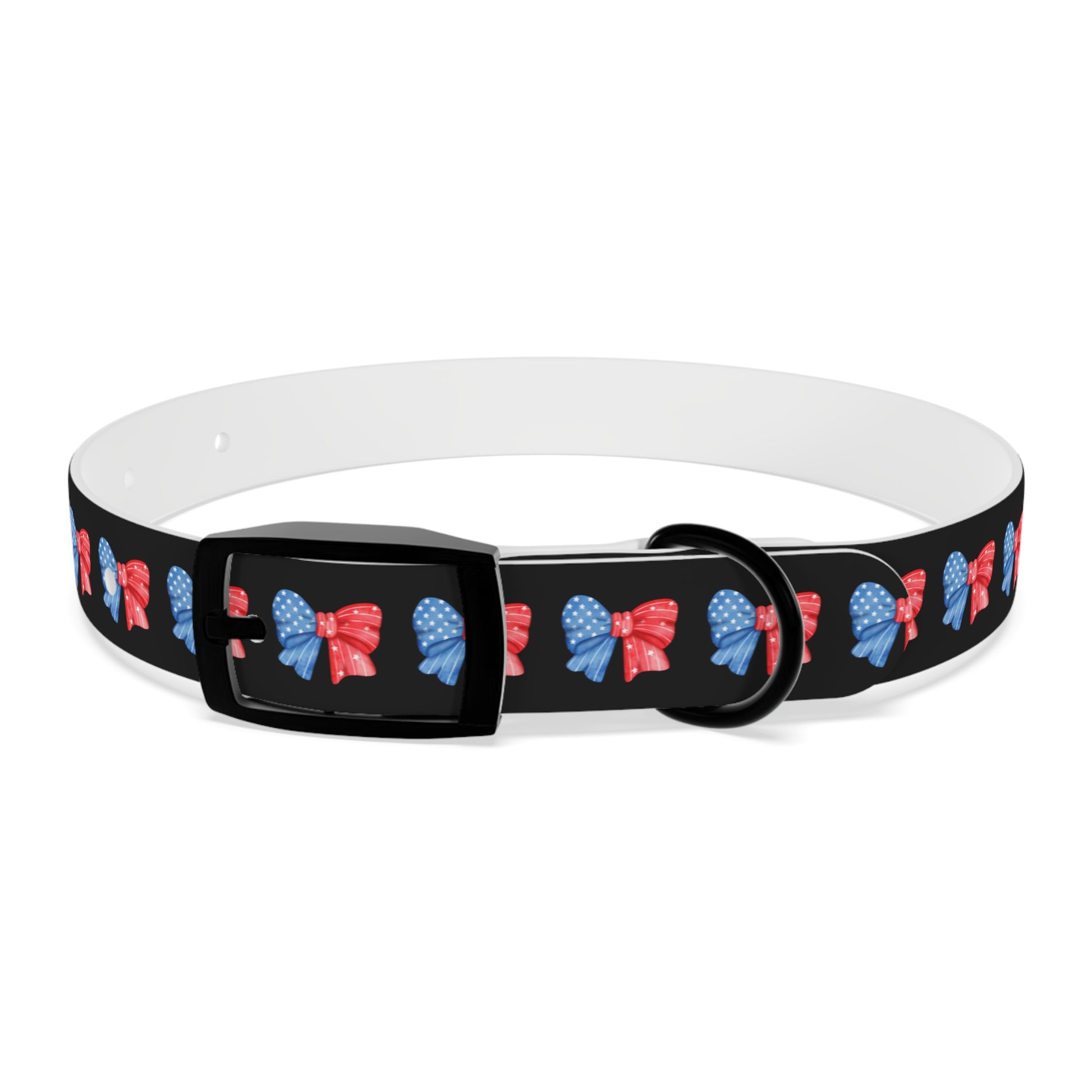 Patriotic Dog Collar with Red and Blue Bows - Perfect for Celebrations! - DiRoMi