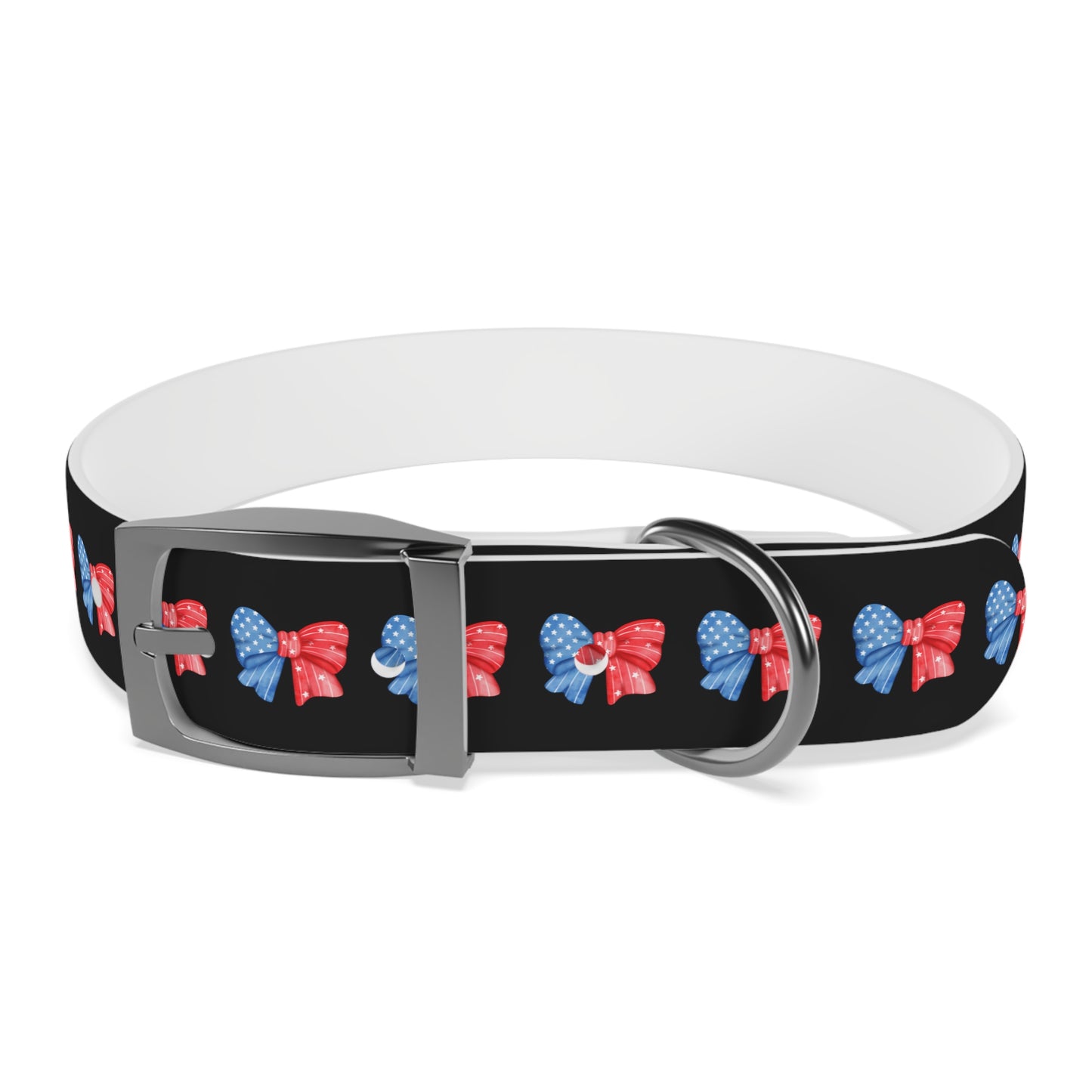 Patriotic Dog Collar with Red and Blue Bows - Perfect for Celebrations! - DiRoMi