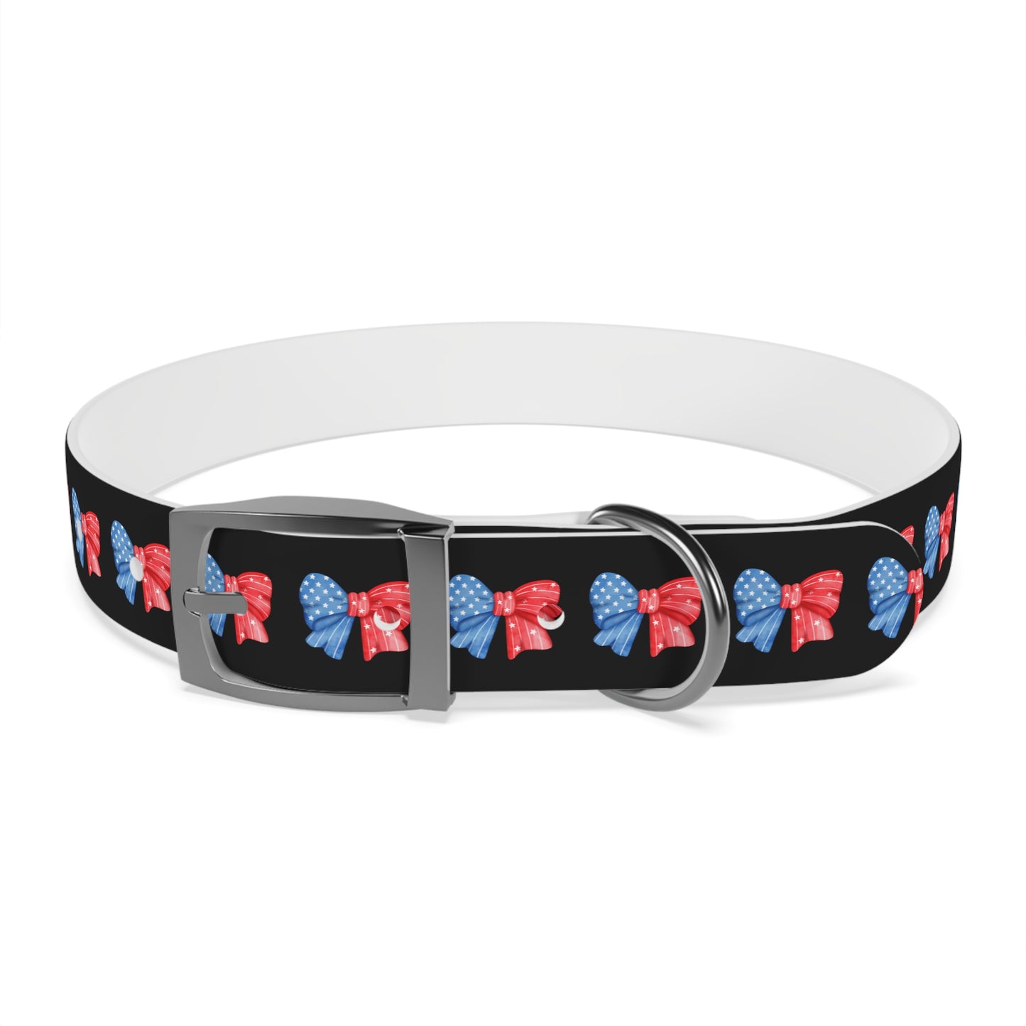 Patriotic Dog Collar with Red and Blue Bows - Perfect for Celebrations! - DiRoMi