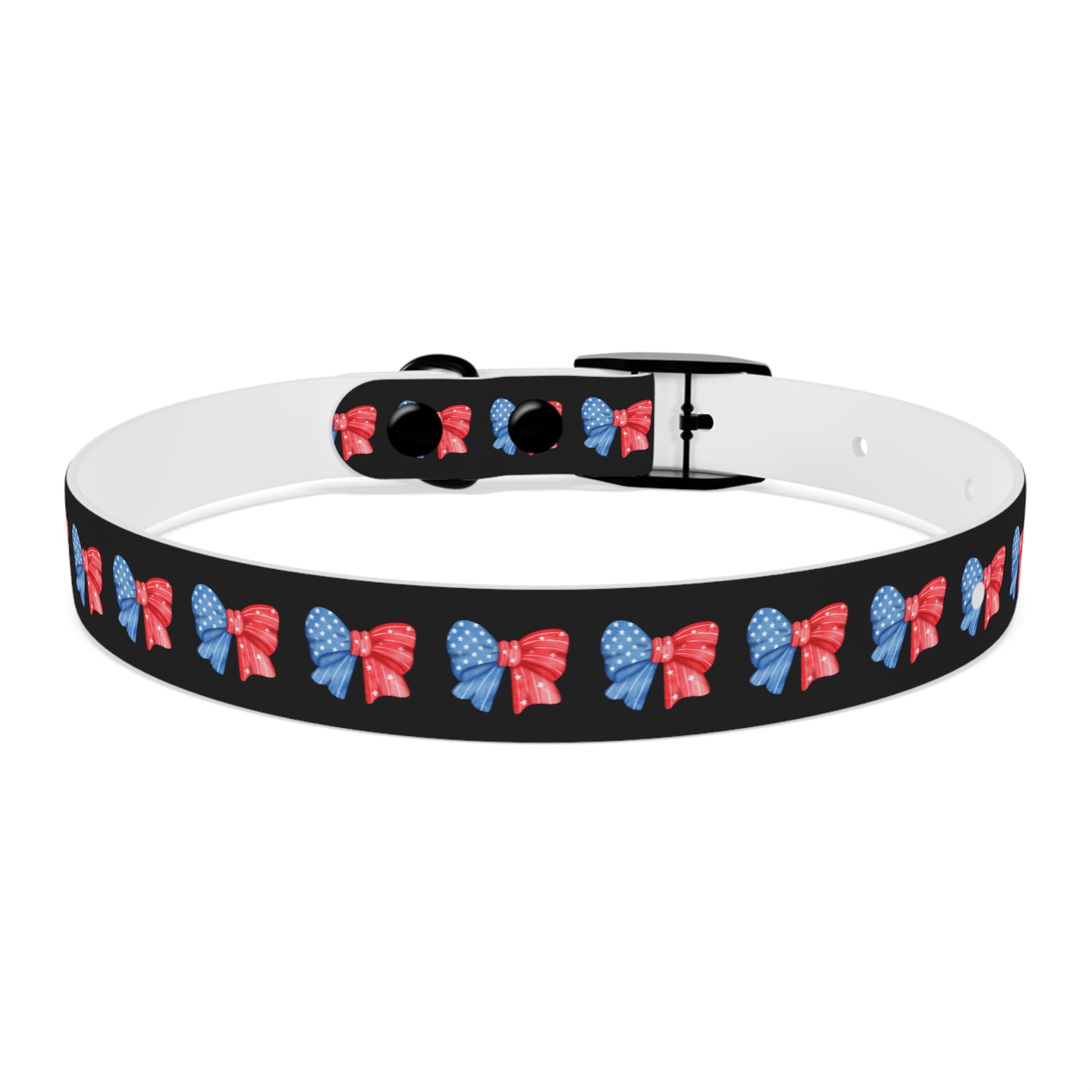 Patriotic Dog Collar with Red and Blue Bows - Perfect for Celebrations! - DiRoMi