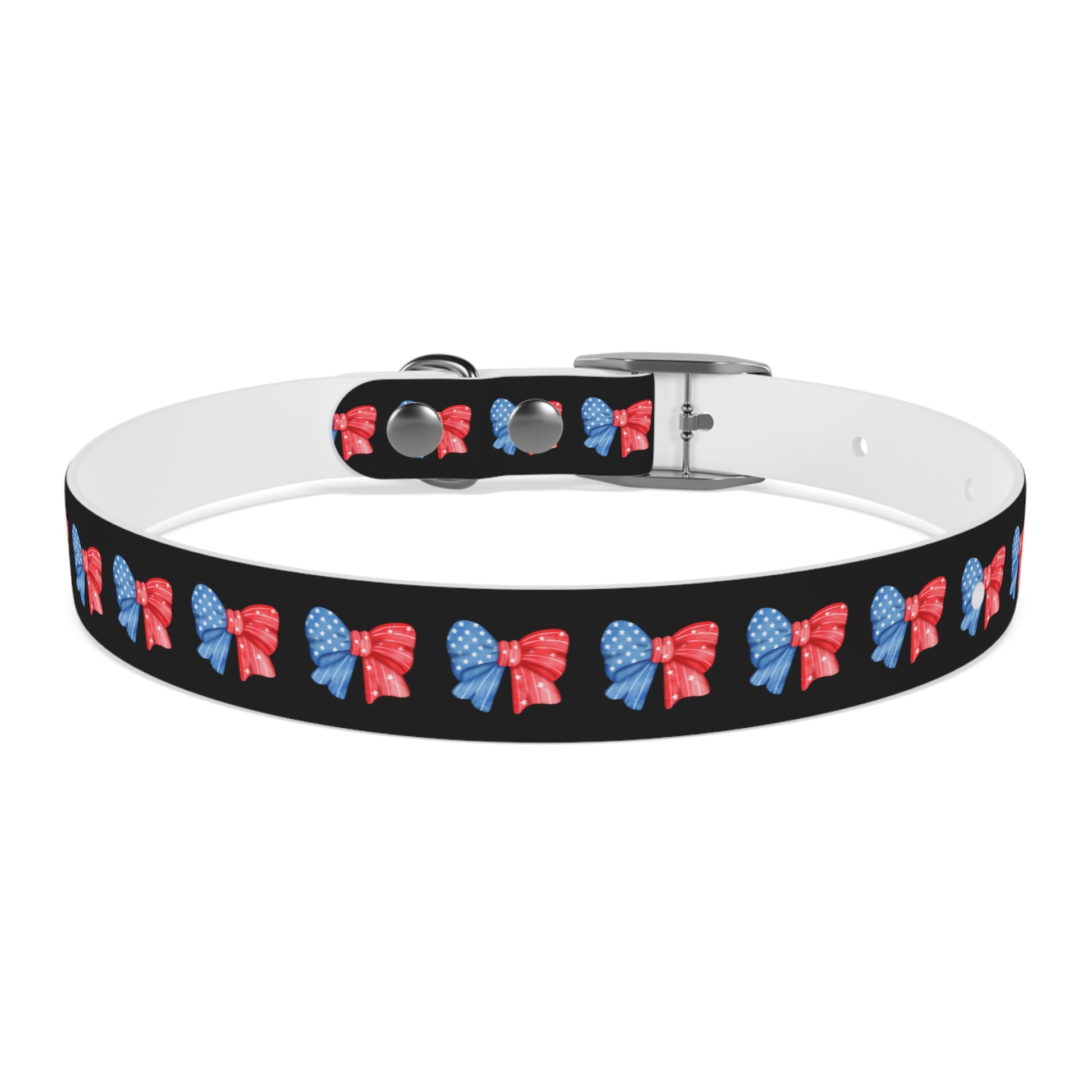 Patriotic Dog Collar with Red and Blue Bows - Perfect for Celebrations! - DiRoMi