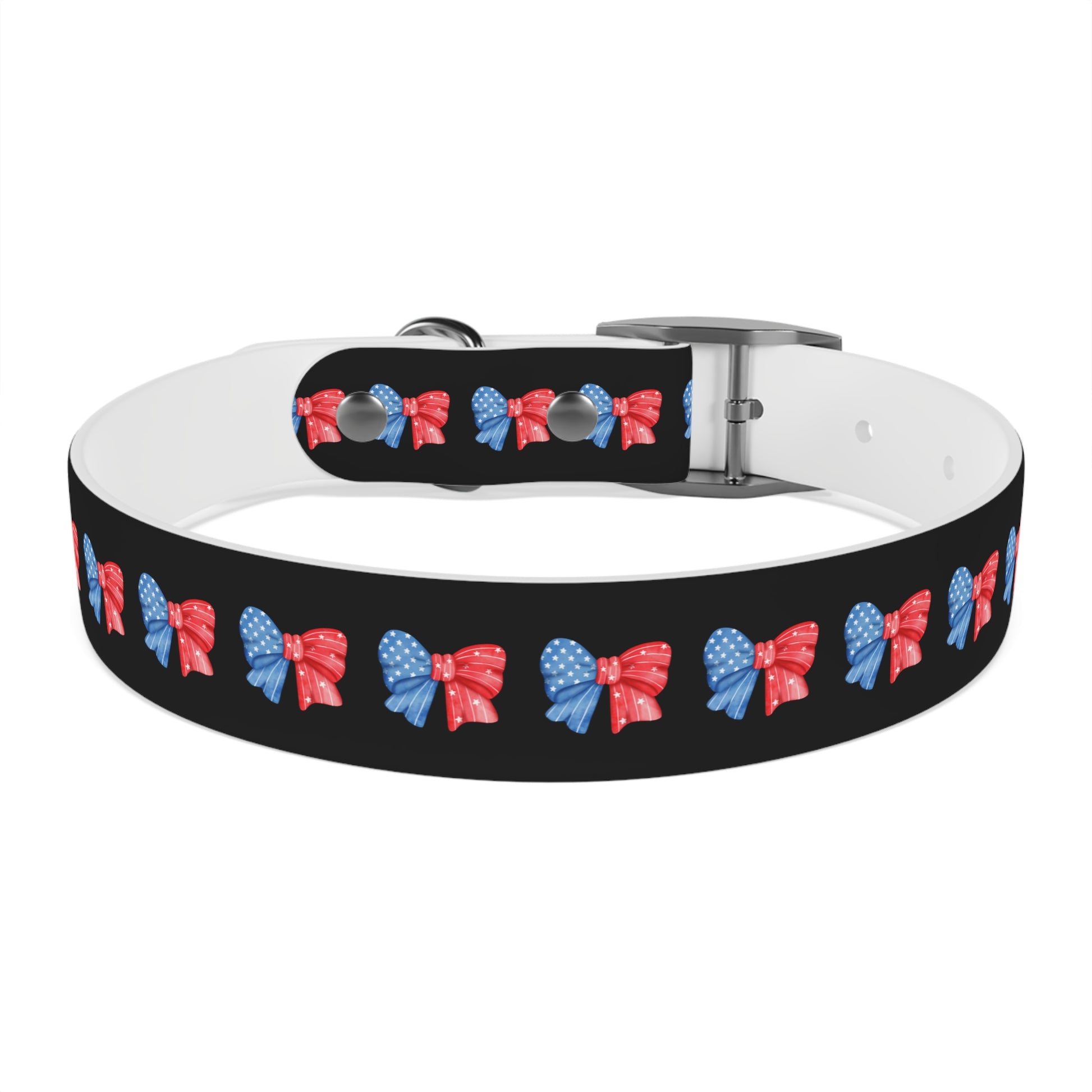Patriotic Dog Collar with Red and Blue Bows - Perfect for Celebrations! - DiRoMi