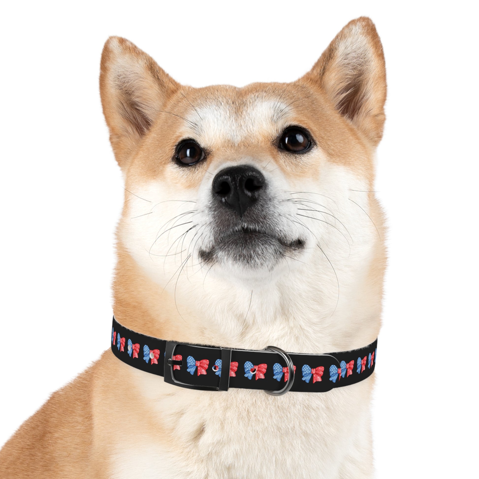 Patriotic Dog Collar with Red and Blue Bows - Perfect for Celebrations! - DiRoMi