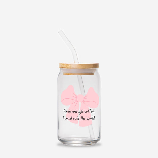 Pink Bow Coquette Bow Glass, Cute Gift 16oz - DiRoMi