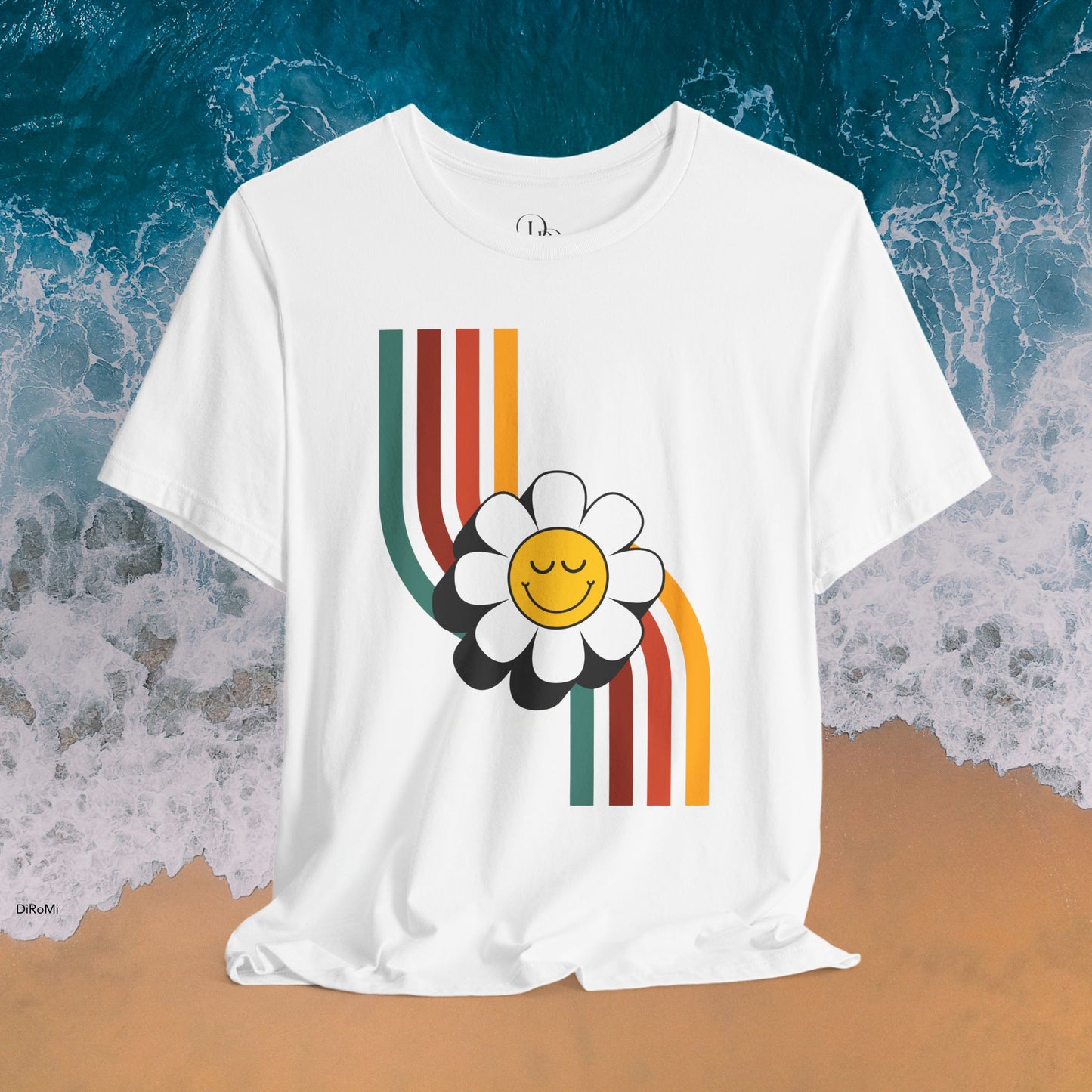 Retro Flower Graphic Unisex Short Sleeve Tee - California Vibes - DiRoMi