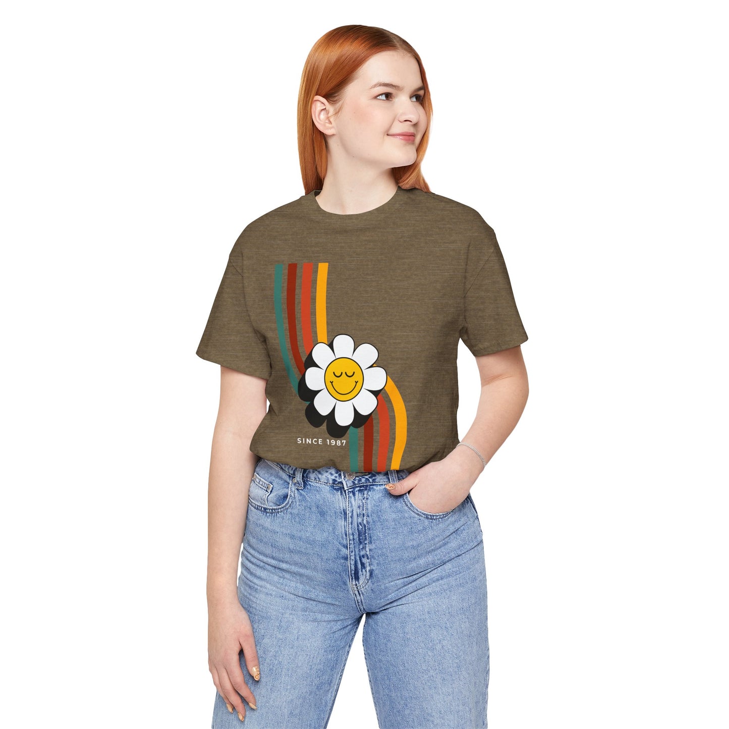 Retro Flower Graphic Unisex Short Sleeve Tee - California Vibes - DiRoMi