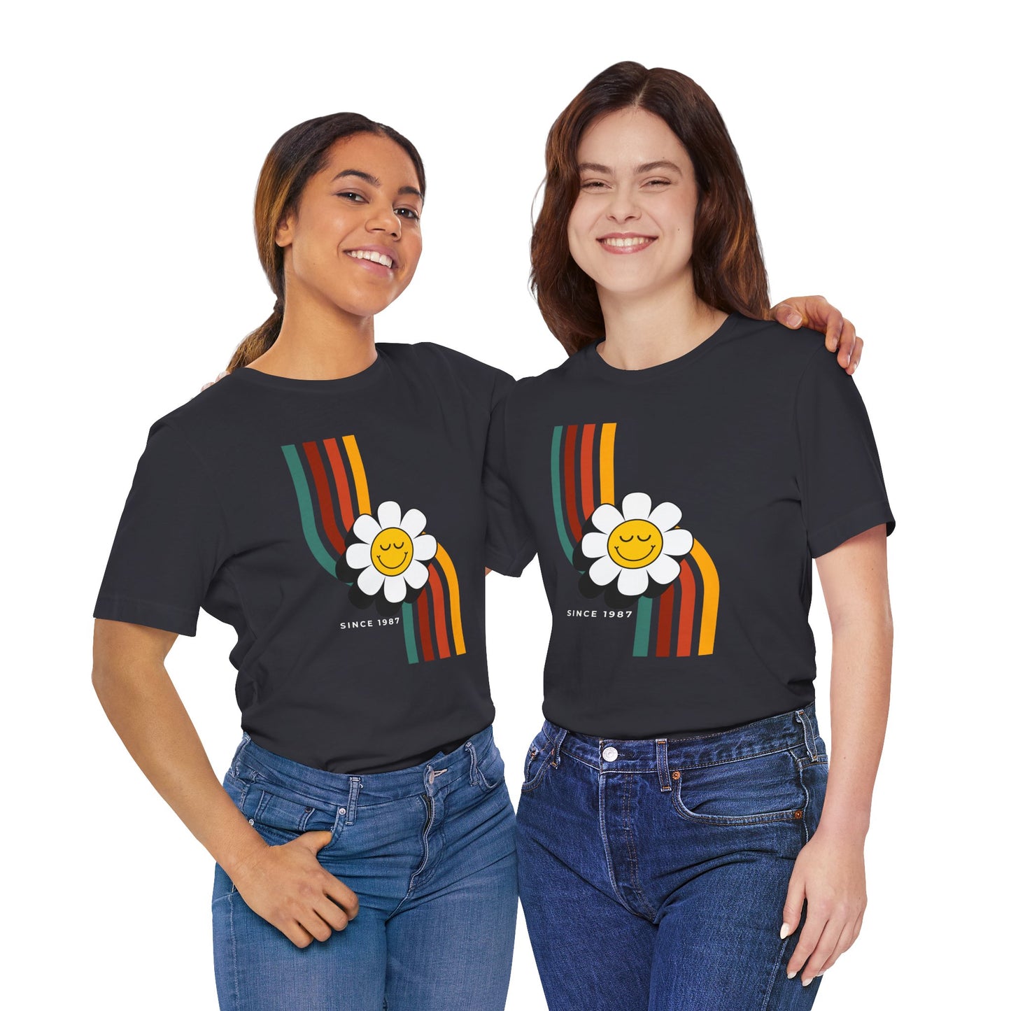 Retro Flower Graphic Unisex Short Sleeve Tee - California Vibes - DiRoMi