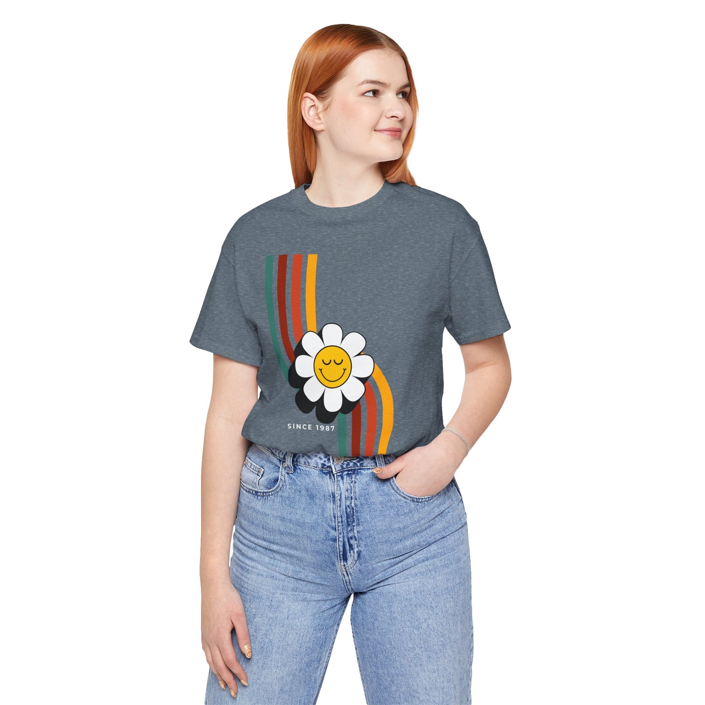 Retro Flower Graphic Unisex Short Sleeve Tee - California Vibes - DiRoMi