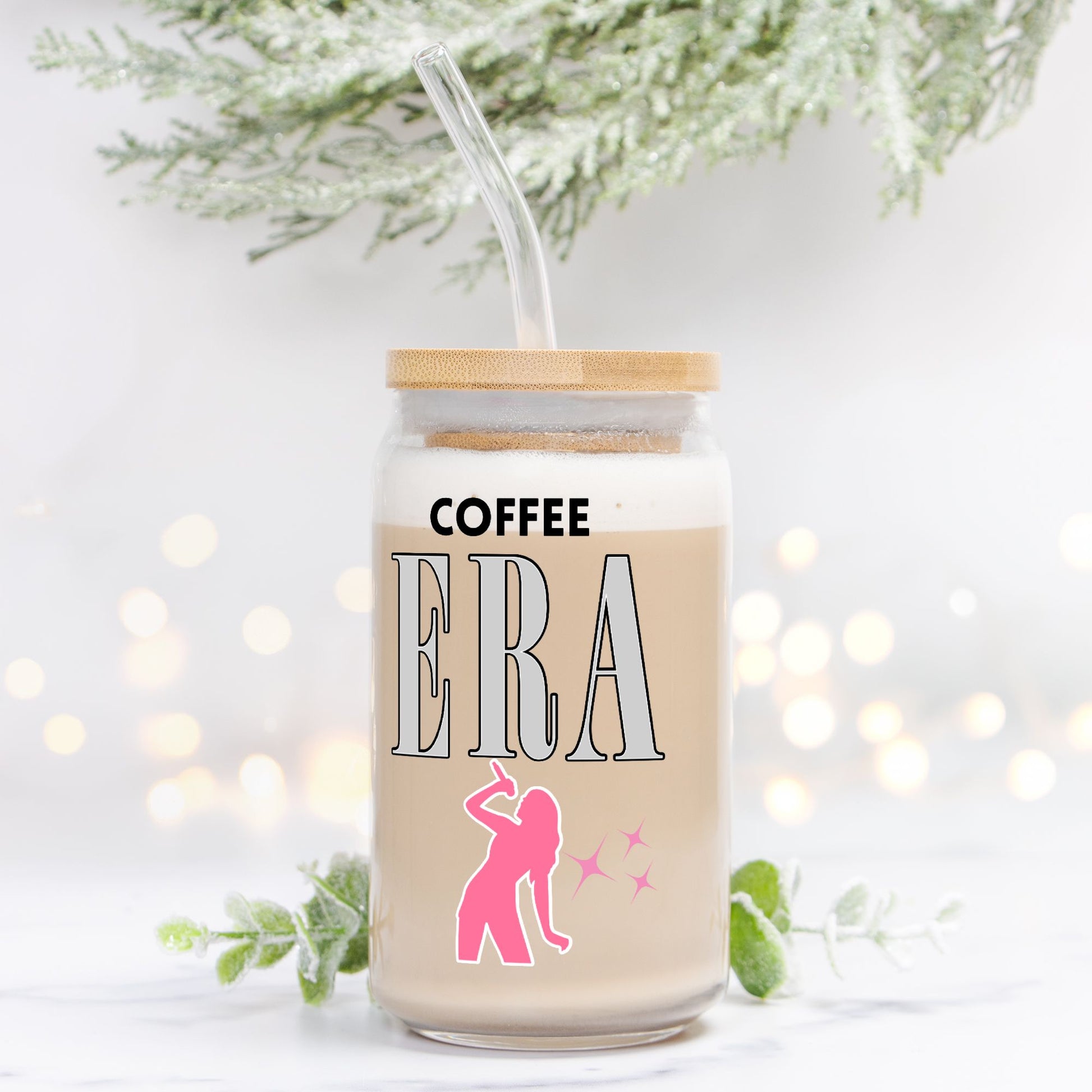 Sipper Glass, Swiftie Mom Mug, Cute Drinkware, Glass tumbler, glass Can 16oz - DiRoMi