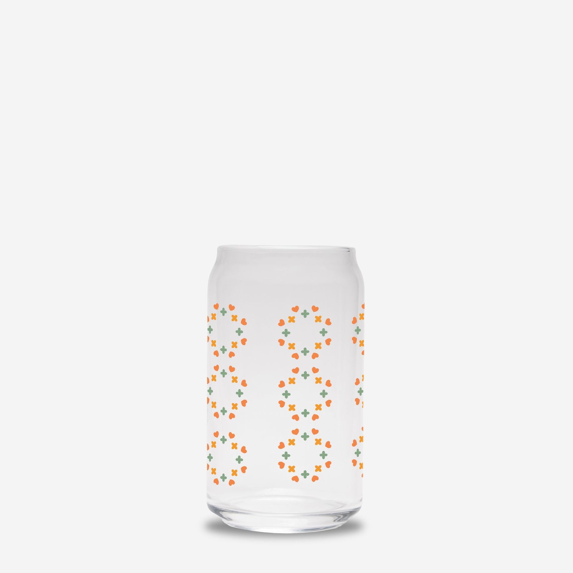 Summer Glass Tumbler, Hearts and Summer Vibes Iced Coffee glass,Glass Can 16oz - DiRoMi