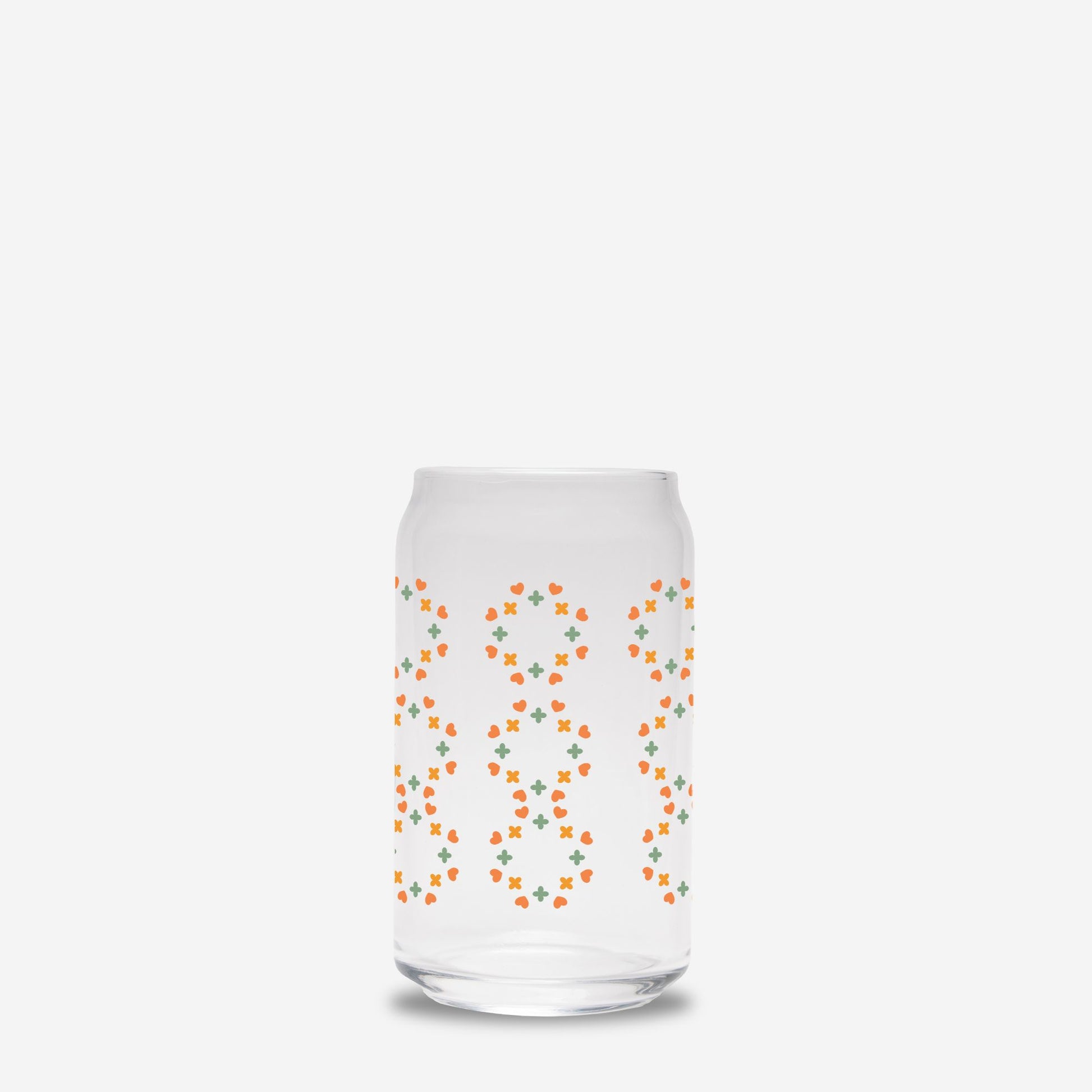 Summer Glass Tumbler, Hearts and Summer Vibes Iced Coffee glass,Glass Can 16oz - DiRoMi