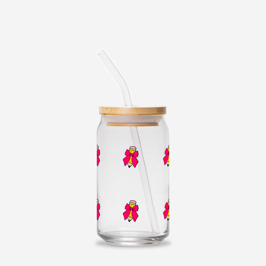 Teachers Glass Tumbler, Teacher gift, Gift for her, Glass Can 16oz - DiRoMi