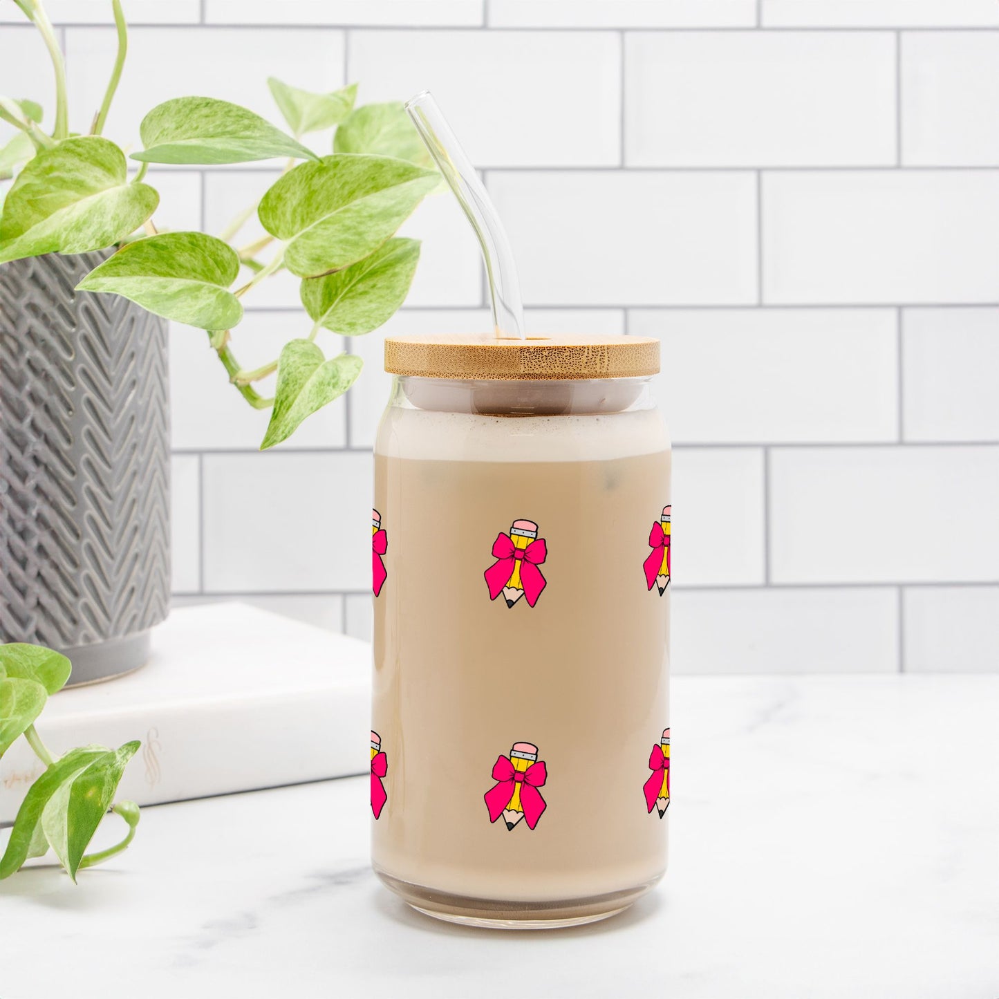 Teachers Glass Tumbler, Teacher gift, Gift for her, Glass Can 16oz - DiRoMi