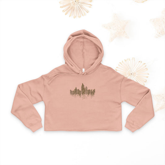 Women's Cropped Hoodie with Urban Skyline Design, crop top , hoodie, women cropped hoodie, personalized cropped hoodies, Team hoodies, Cropped Sweatshirt - DiRoMi