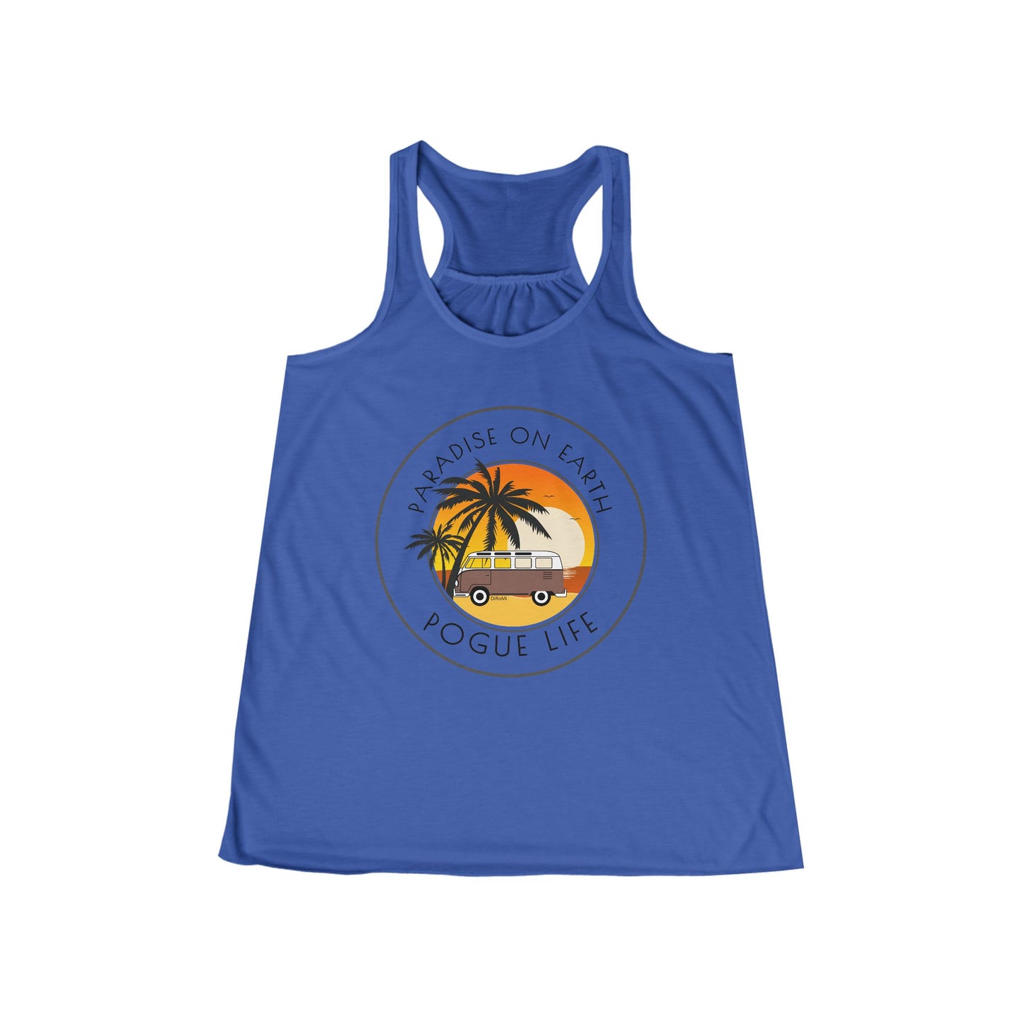 Women's Flowy Racerback Tank - Paradise on Earth Pogue Life Summer Vibe - DiRoMi