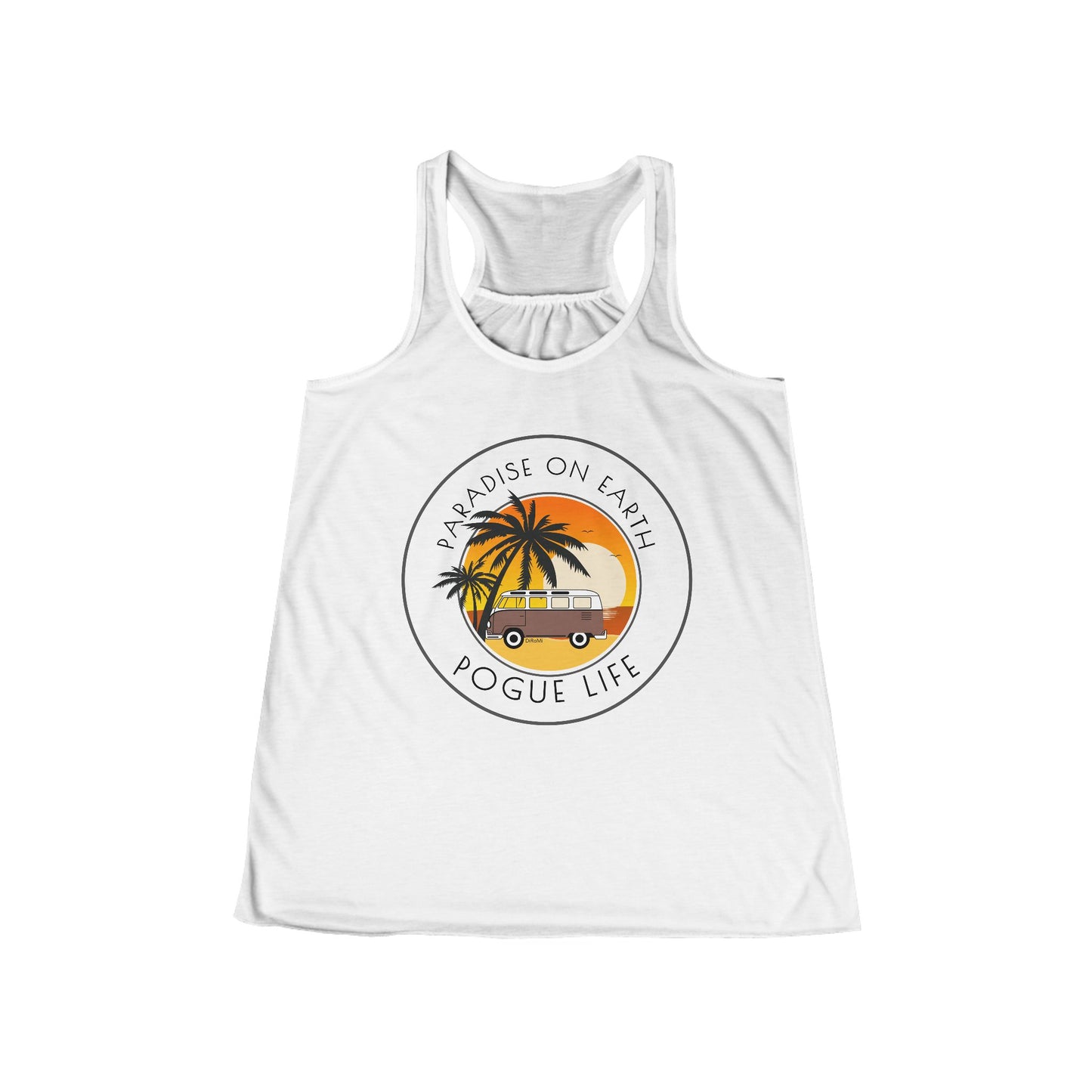 Women's Flowy Racerback Tank - Paradise on Earth Pogue Life Summer Vibe - DiRoMi
